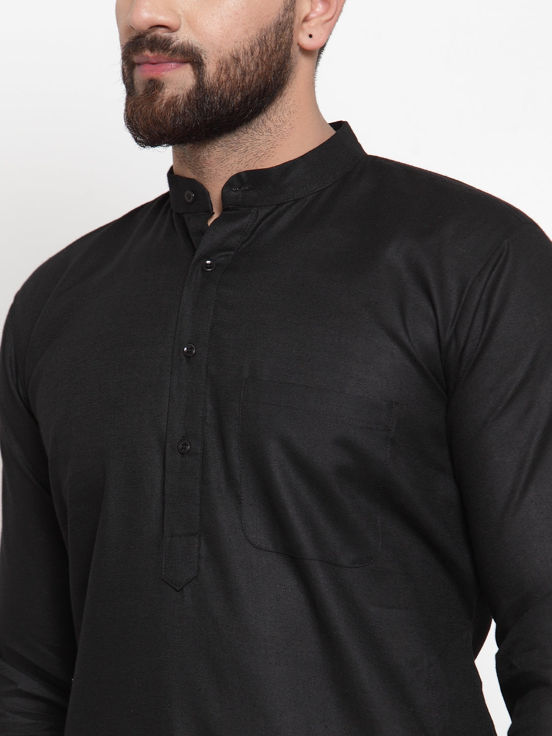 Jompers Men's Solid Cotton Kurta - Black - Distacart