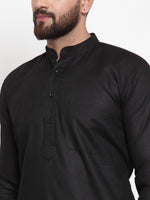 Thumbnail for Jompers Men's Solid Cotton Kurta - Black - Distacart