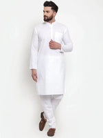 Thumbnail for Jompers Men's Solid Dobby Kurta Payjama Set - White - Distacart