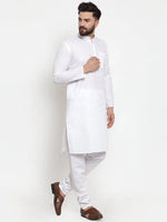 Thumbnail for Jompers Men's Solid Dobby Kurta Payjama Set - White - Distacart