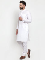 Thumbnail for Jompers Men's Solid Cotton Kurta - White - Distacart