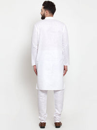 Thumbnail for Jompers Men's Solid Cotton Kurta - White - Distacart
