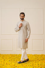 Thumbnail for Jompers Men's Chikankari Embroidered Kurta - Grey - Distacart