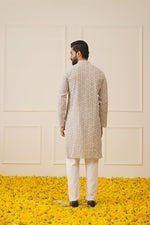 Thumbnail for Jompers Men's Chikankari Embroidered Kurta - Grey - Distacart
