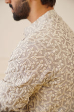 Thumbnail for Jompers Men's Chikankari Embroidered Kurta - Grey - Distacart