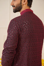 Thumbnail for Jompers Men's Sequins Chikankari Embroidered Kurta with Pyjama - Maroon - Distacart