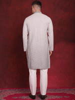 Thumbnail for Jompers Men's Sequins Embroidered Kurta with Pyjama - Grey - Distacart