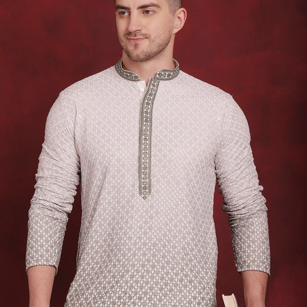 Jompers Men's Sequins Embroidered Kurta with Pyjama - Pista - Distacart