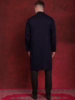Thumbnail for Jompers Men's Sequins Embroidered Kurta Pyjama Set - B-Navy Blue - Distacart