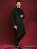 Thumbnail for Jompers Men's Sequins Embroidered Kurta Pyjama Set - B-Olive - Distacart