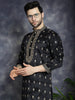 Jompers Men's Black Chikankari Embroidered Kurta With Pyjama - Distacart