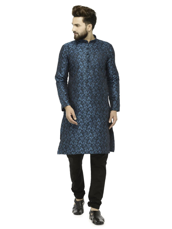 Jompers Men's Green & Black Self Design Kurta with Churidar - Distacart