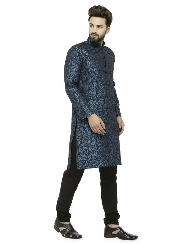 Jompers Men's Green & Black Self Design Kurta with Churidar - Distacart