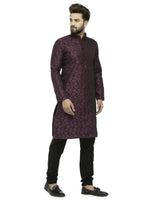 Thumbnail for Jompers Men's Purple & Black Self Design Kurta with Churidar - Distacart