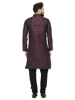 Thumbnail for Jompers Men's Purple & Black Self Design Kurta with Churidar - Distacart