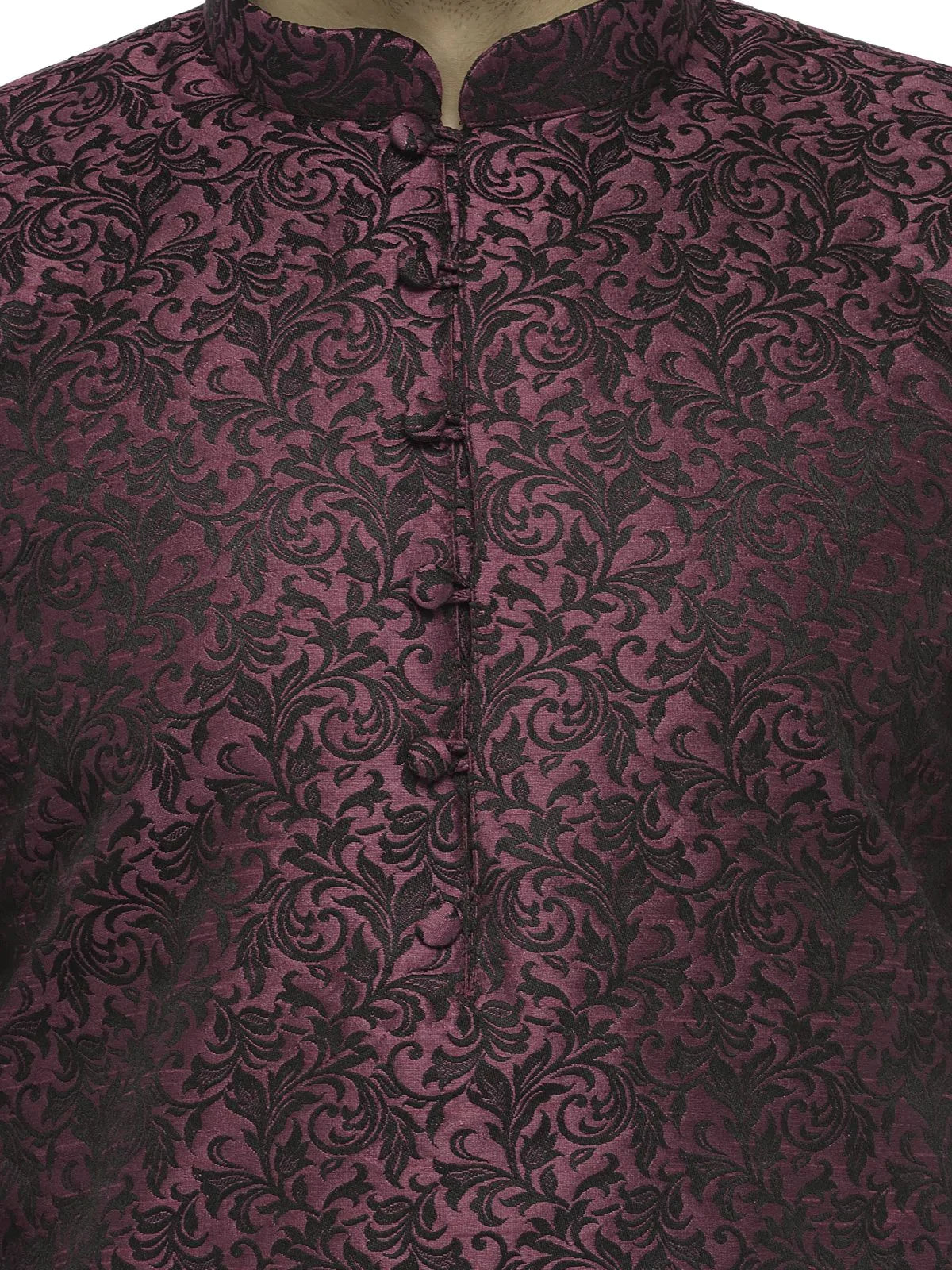 Jompers Men's Purple & Black Self Design Kurta with Churidar - Distacart