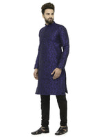 Thumbnail for Jompers Men's Royal Blue & Black Self Design Kurta with Churidar - Distacart