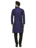 Thumbnail for Jompers Men's Royal Blue & Black Self Design Kurta with Churidar - Distacart