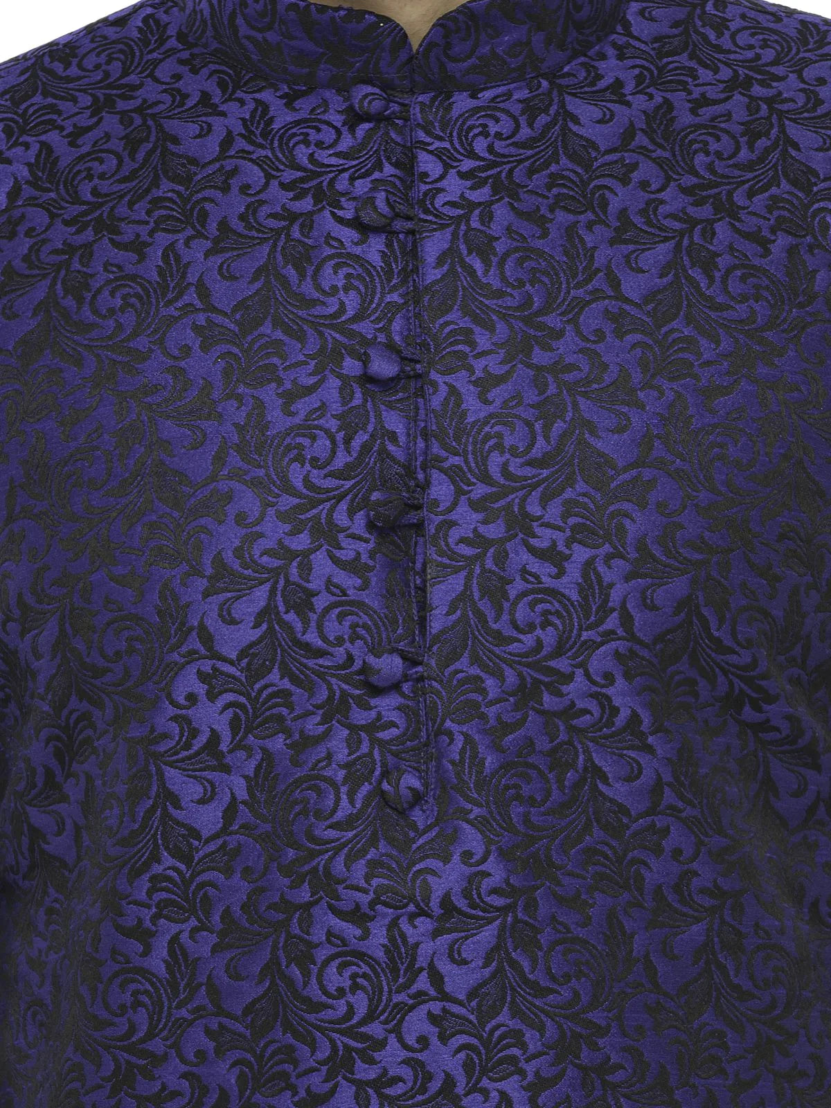 Jompers Men's Royal Blue & Black Self Design Kurta with Churidar - Distacart