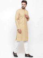 Thumbnail for Jompers Men's Beige & White Solid Kurta with Churidar - Distacart