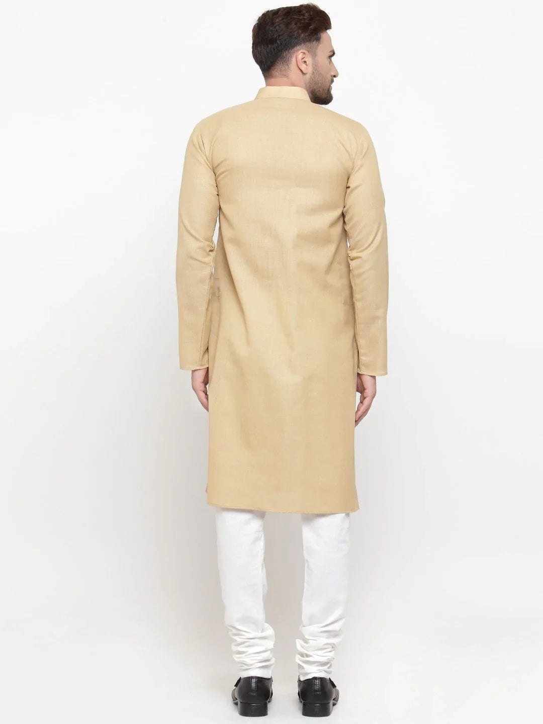 Jompers Men's Beige & White Solid Kurta with Churidar - Distacart