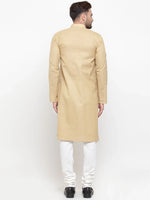 Thumbnail for Jompers Men's Beige & White Solid Kurta with Churidar - Distacart