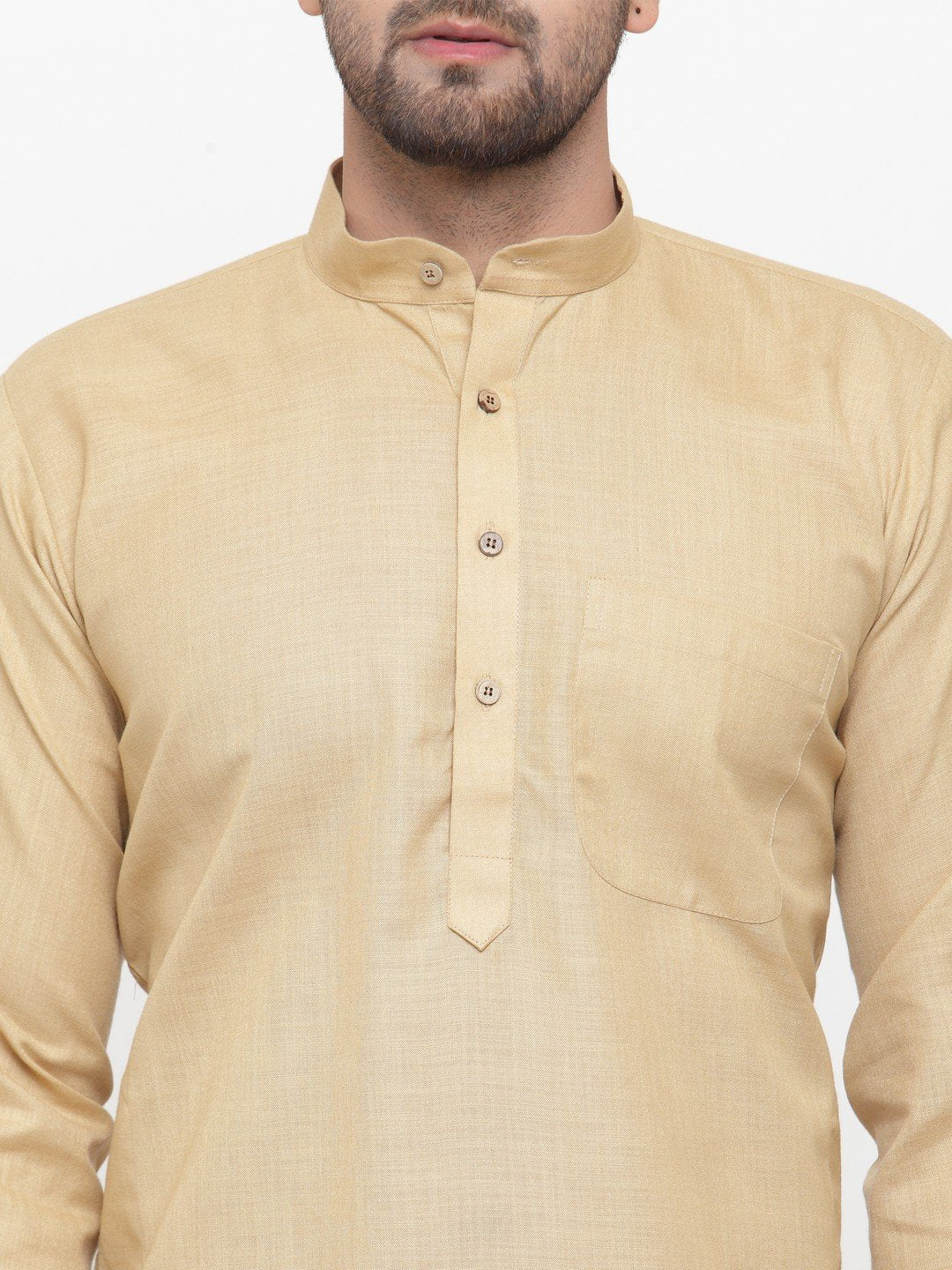 Jompers Men's Beige & White Solid Kurta with Churidar - Distacart