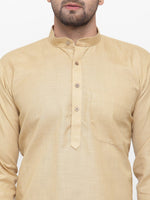 Thumbnail for Jompers Men's Beige & White Solid Kurta with Churidar - Distacart