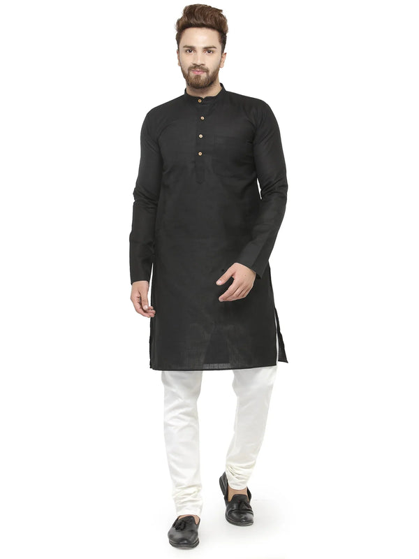 Jompers Men's Black & White Solid Kurta with Churidar - Distacart