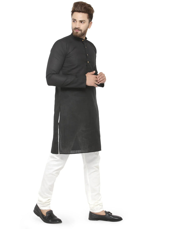 Jompers Men's Black & White Solid Kurta with Churidar - Distacart