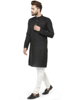 Thumbnail for Jompers Men's Black & White Solid Kurta with Churidar - Distacart