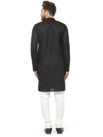 Thumbnail for Jompers Men's Black & White Solid Kurta with Churidar - Distacart
