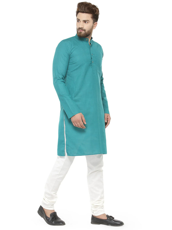 Jompers Men's Green & White Solid Kurta with Churidar - Distacart