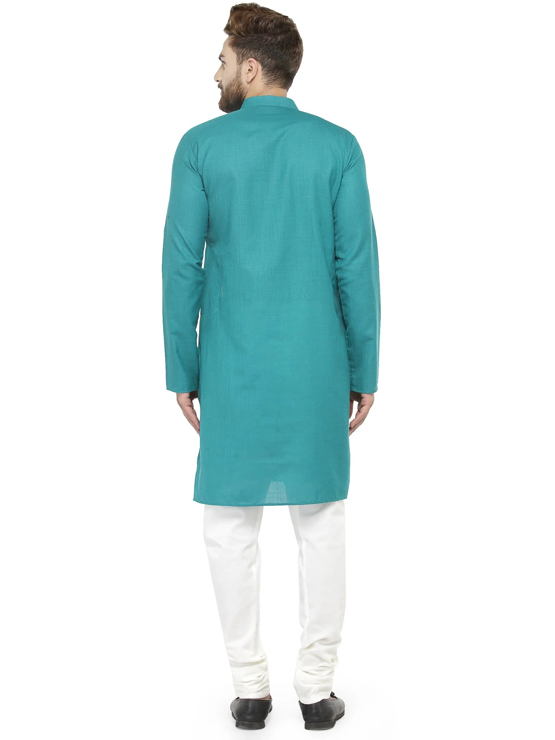 Jompers Men's Green & White Solid Kurta with Churidar - Distacart