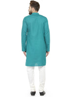 Thumbnail for Jompers Men's Green & White Solid Kurta with Churidar - Distacart