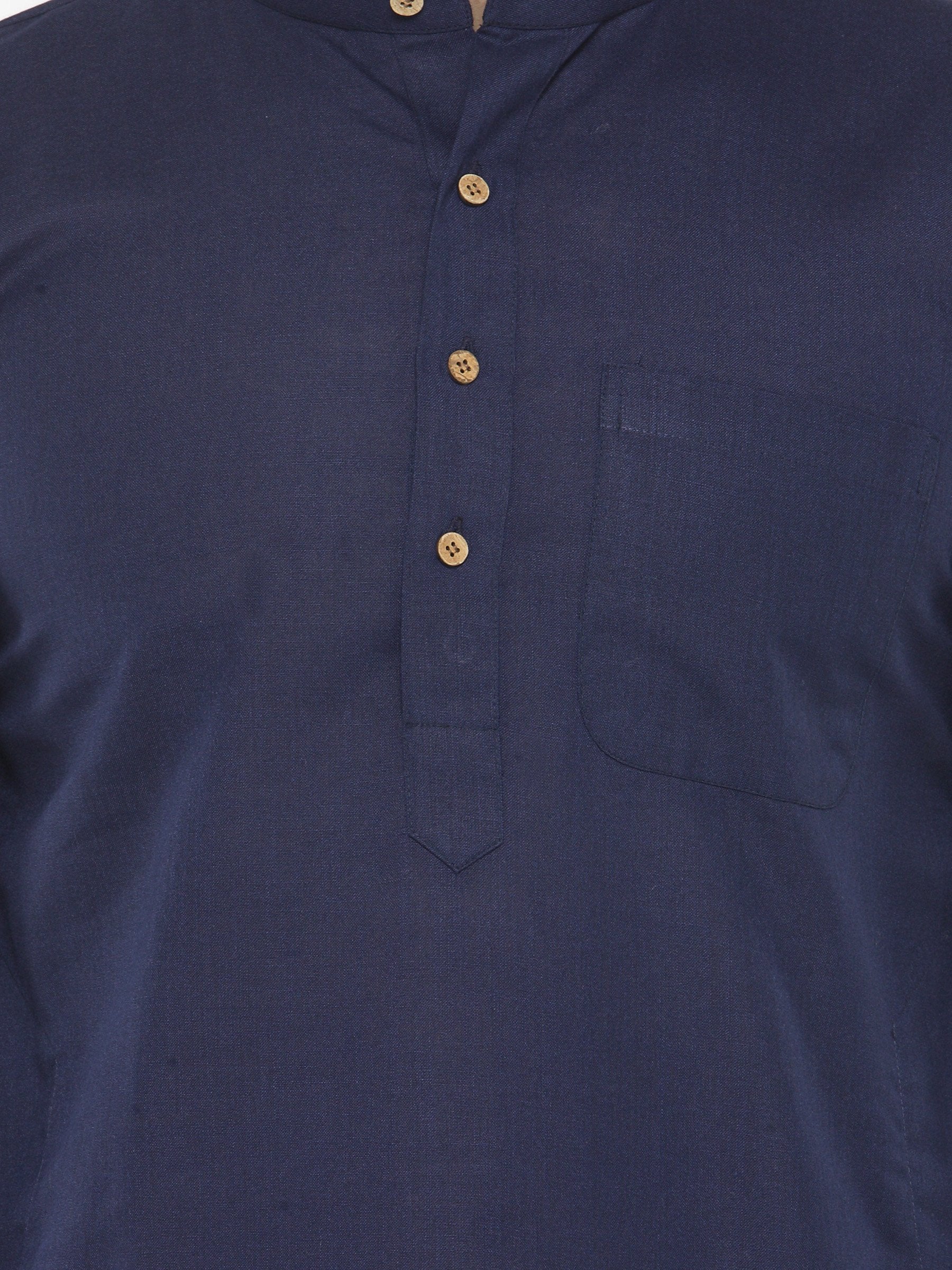 Jompers Men's Navy Blue & White Solid Kurta with Churidar - Distacart