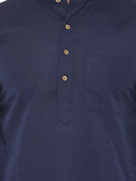 Thumbnail for Jompers Men's Navy Blue & White Solid Kurta with Churidar - Distacart
