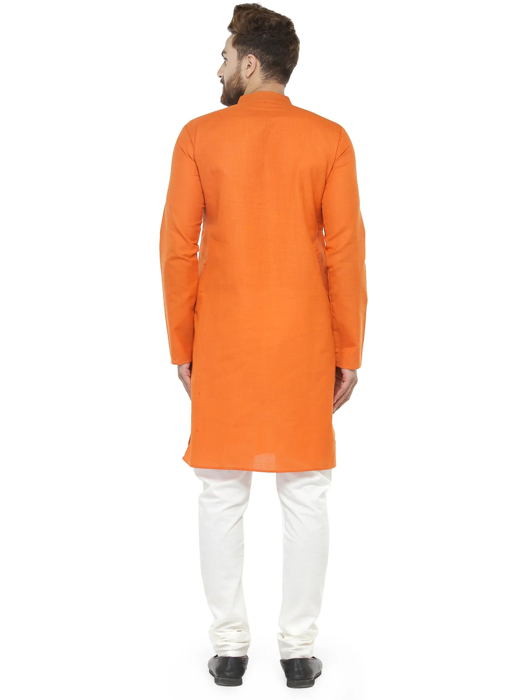 Jompers Men's Orange & White Solid Kurta with Churidar - Distacart