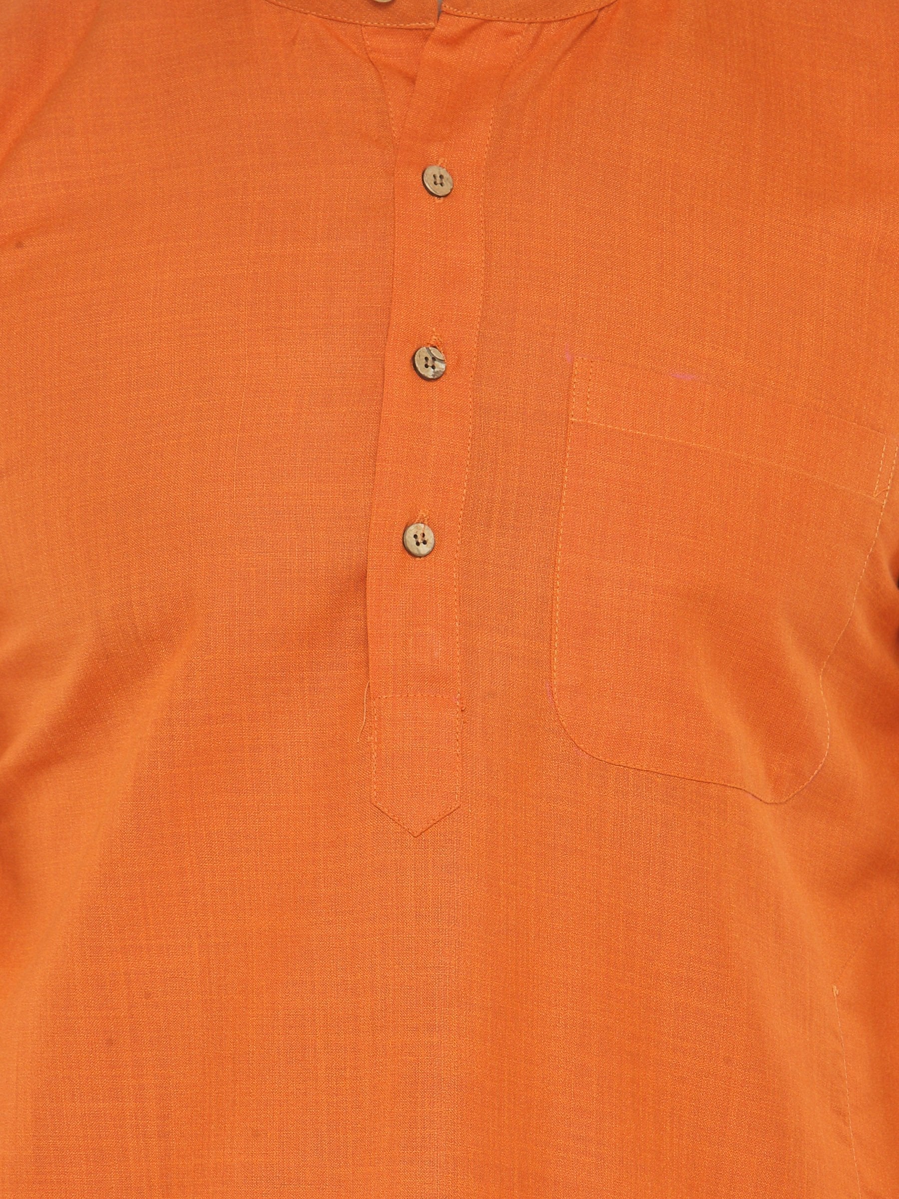 Jompers Men's Orange & White Solid Kurta with Churidar - Distacart