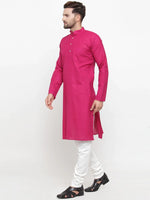 Thumbnail for Jompers Men's Pink & White Solid Kurta with Churidar - Distacart