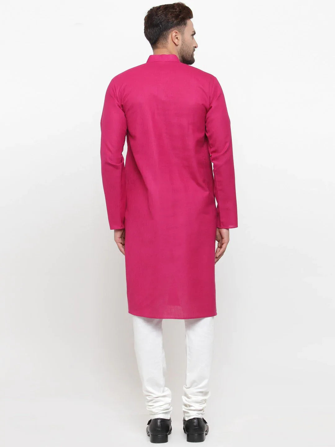 Jompers Men's Pink & White Solid Kurta with Churidar - Distacart