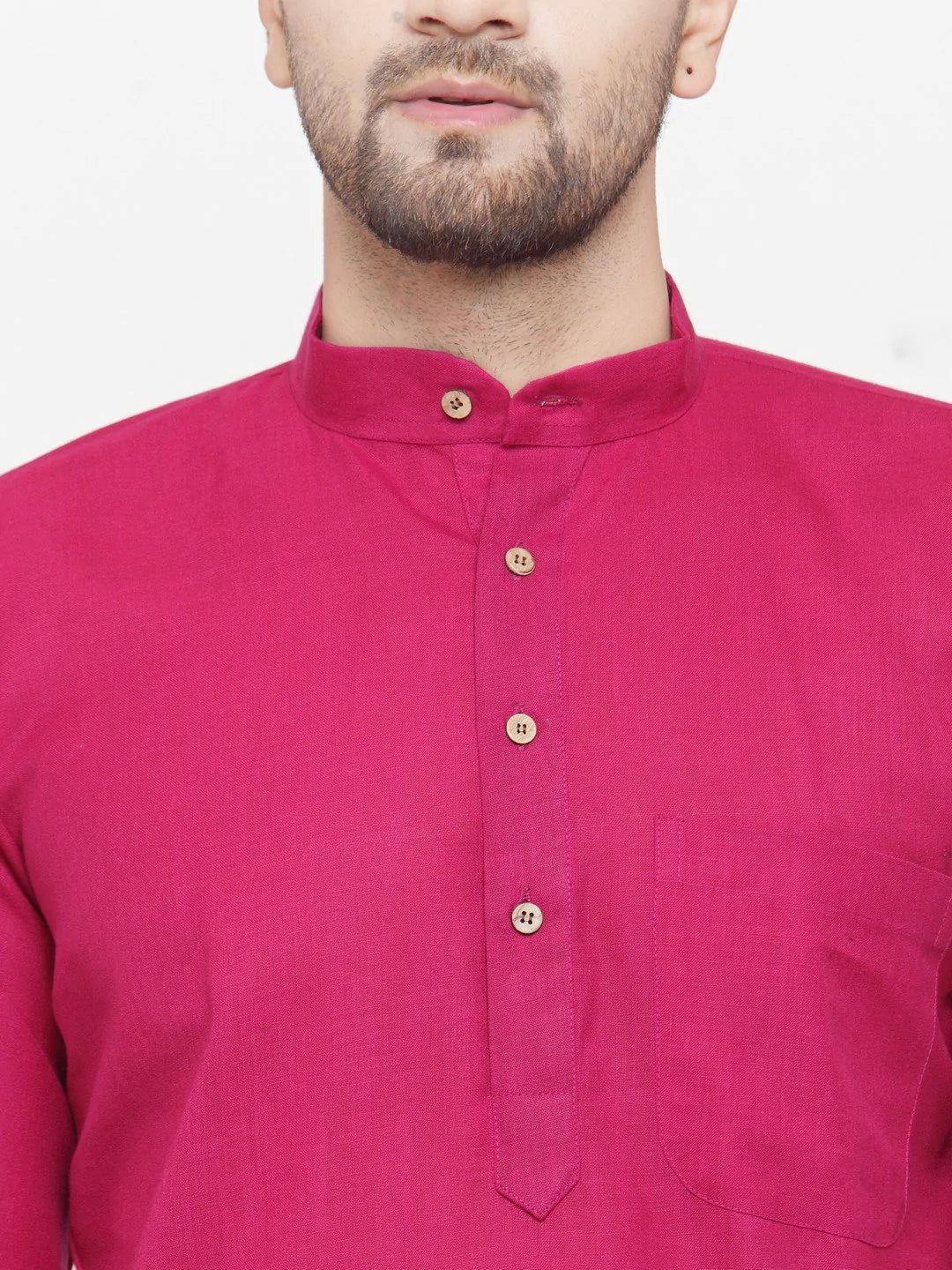 Jompers Men's Pink & White Solid Kurta with Churidar - Distacart