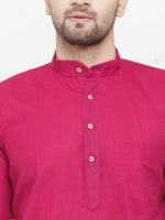 Thumbnail for Jompers Men's Pink & White Solid Kurta with Churidar - Distacart