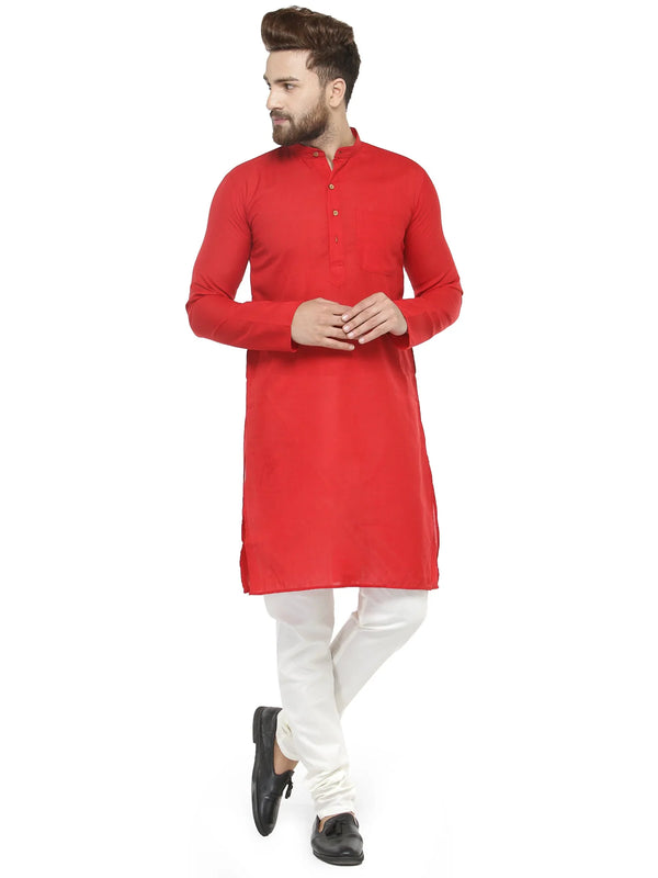 Jompers Men's Red & White Solid Kurta with Churidar - Distacart