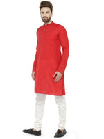 Thumbnail for Jompers Men's Red & White Solid Kurta with Churidar - Distacart
