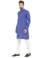 Thumbnail for Jompers Men's Royal Blue & White Solid Kurta with Churidar - Distacart