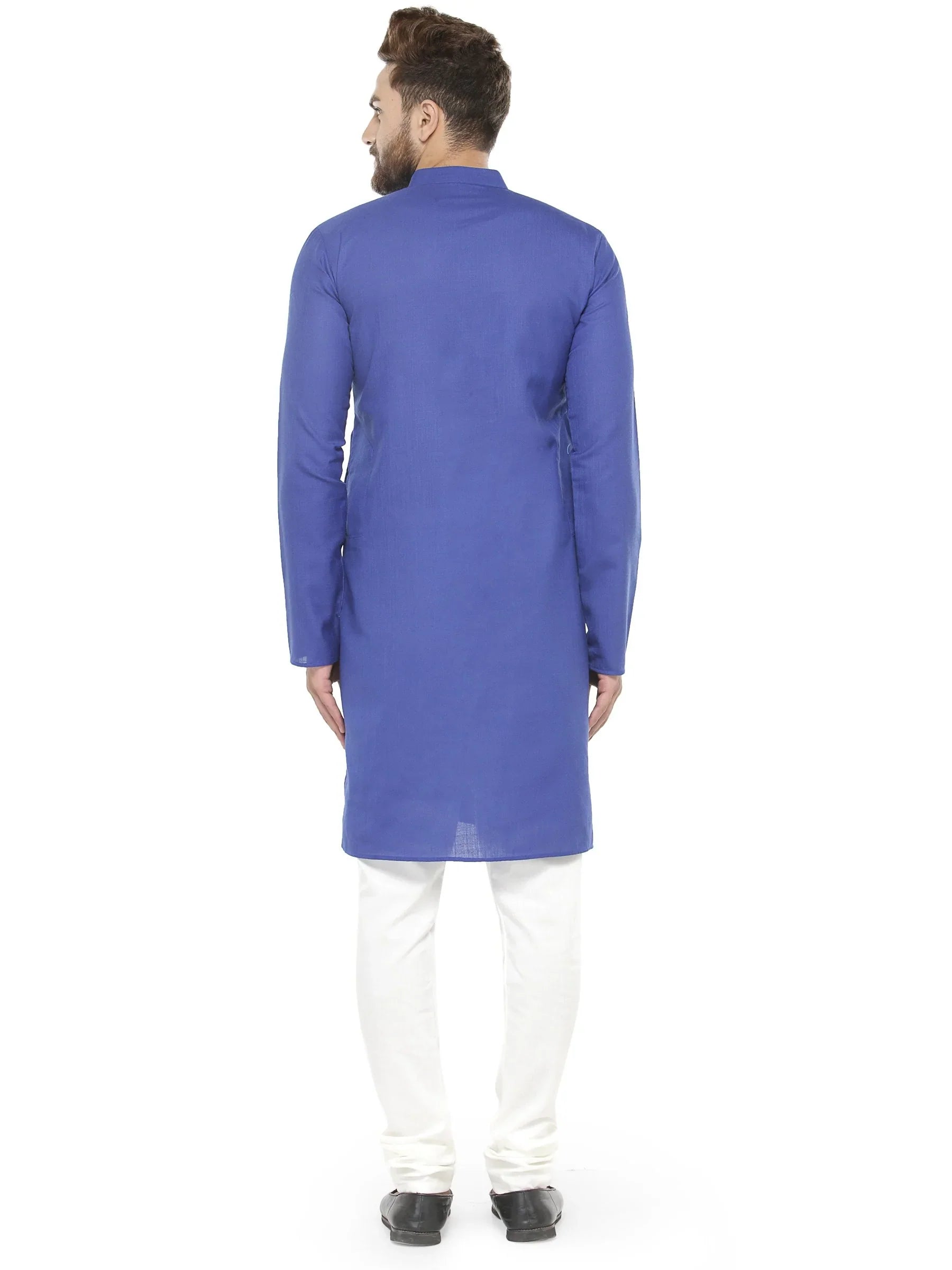 Jompers Men's Royal Blue & White Solid Kurta with Churidar - Distacart