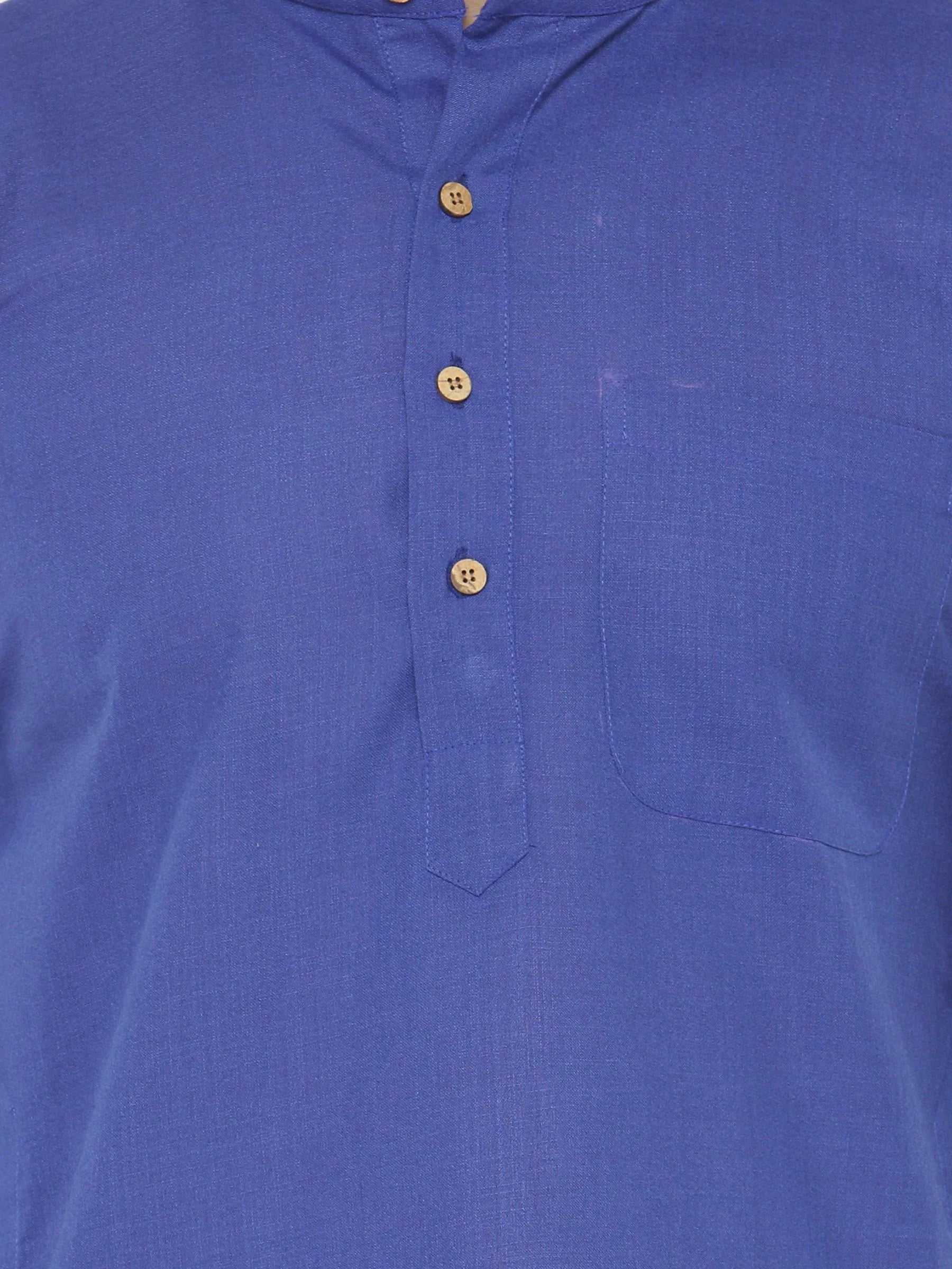 Jompers Men's Royal Blue & White Solid Kurta with Churidar - Distacart