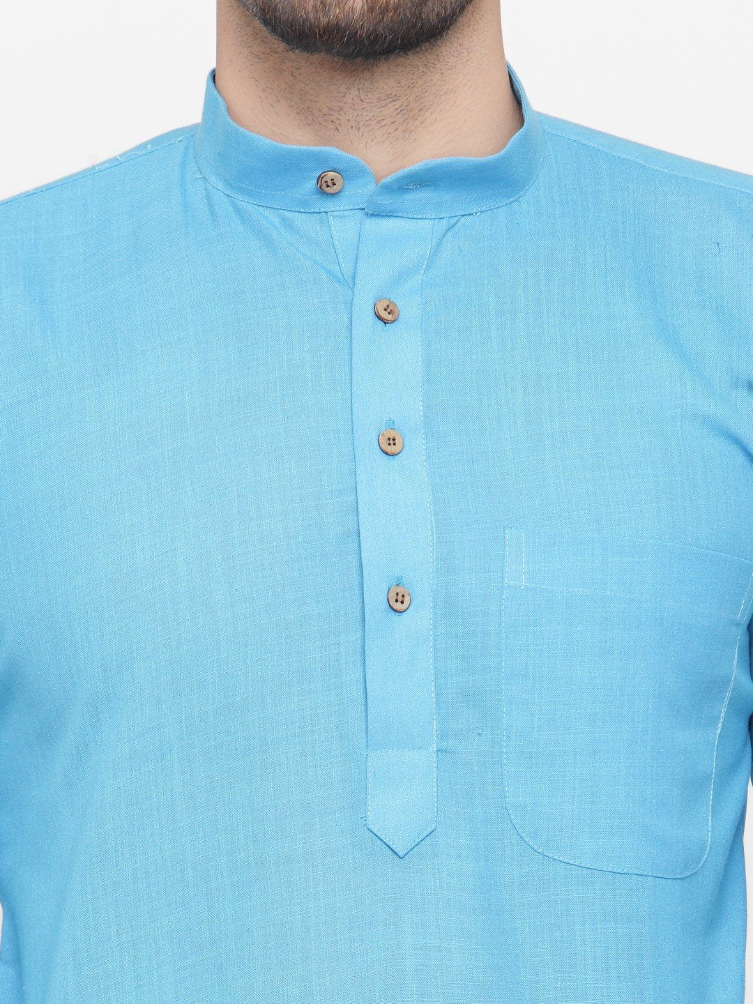 Jompers Men's Sky Blue & White Solid Kurta with Churidar - Distacart