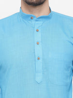 Thumbnail for Jompers Men's Sky Blue & White Solid Kurta with Churidar - Distacart